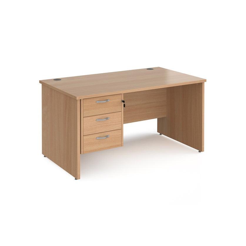 Mastercard Desk Maestiro Straight Desk with 3 drawer pedestal - Panel Ended Desk ...